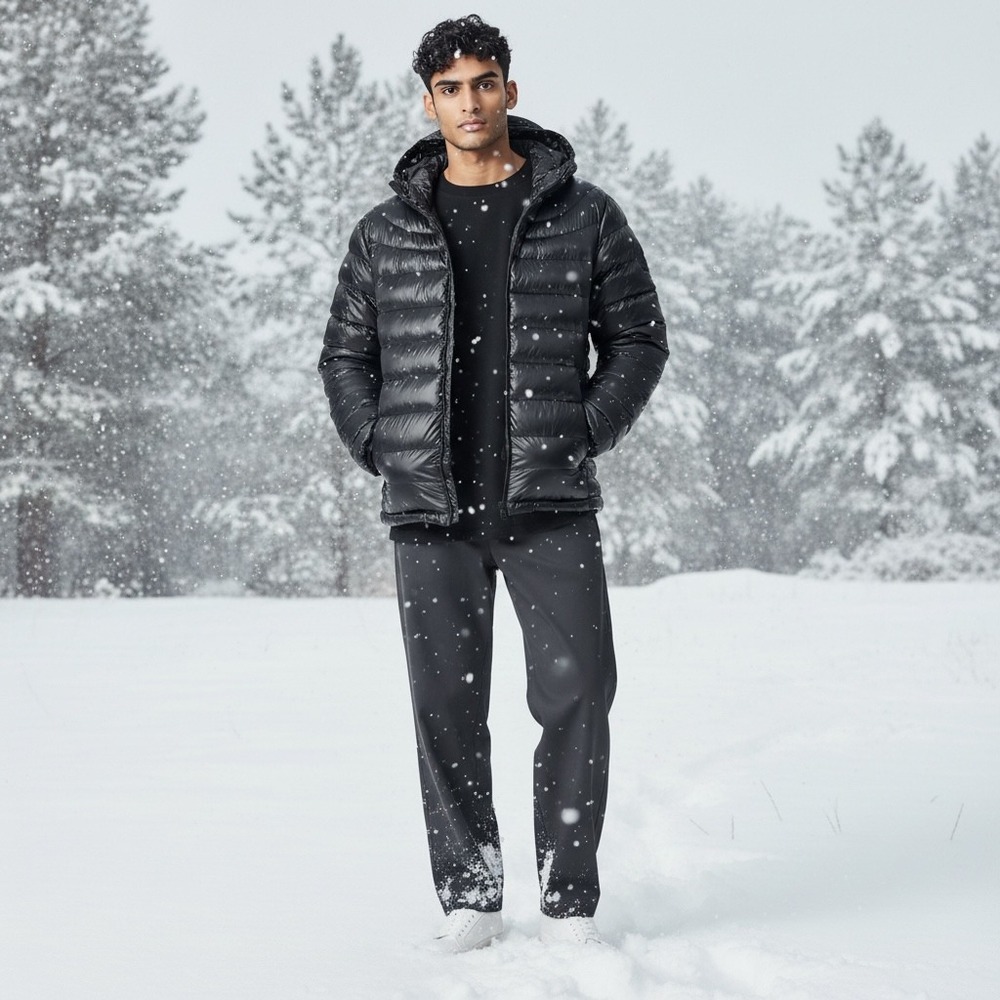 32 Degrees Heat Mens Black Puffer‎ Jacket Hooded Lightweight Quilted Coat XL